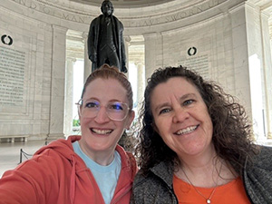 Britney Ocampo and Barbara Harper at the Jefferson Memorial